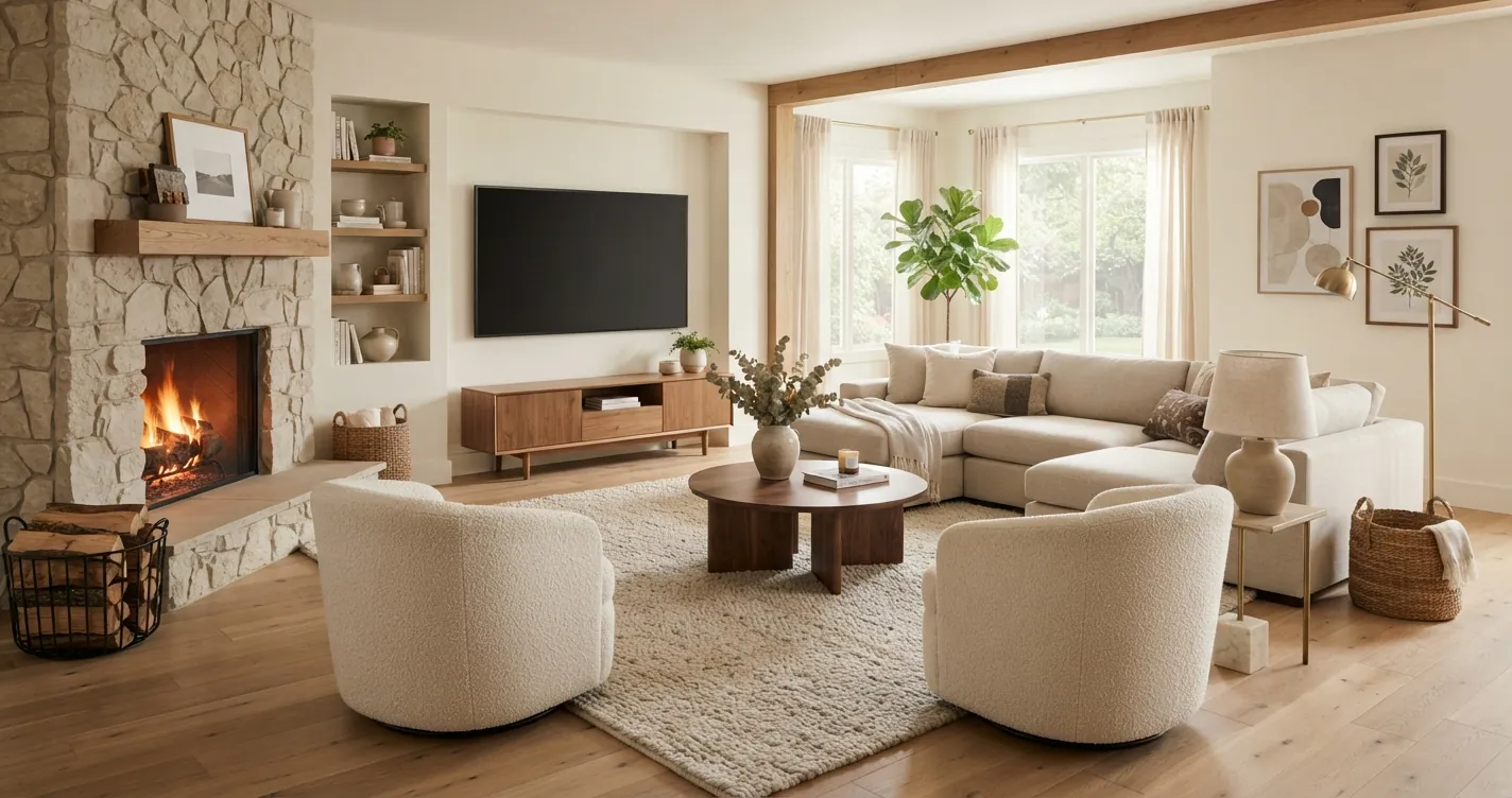 Fireplace and TV on Different Walls? 5 Layouts That Work - Read More Decor Copilot Real Estate Design Ideas